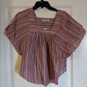 New Madewell butterfly top in rainbow stripe